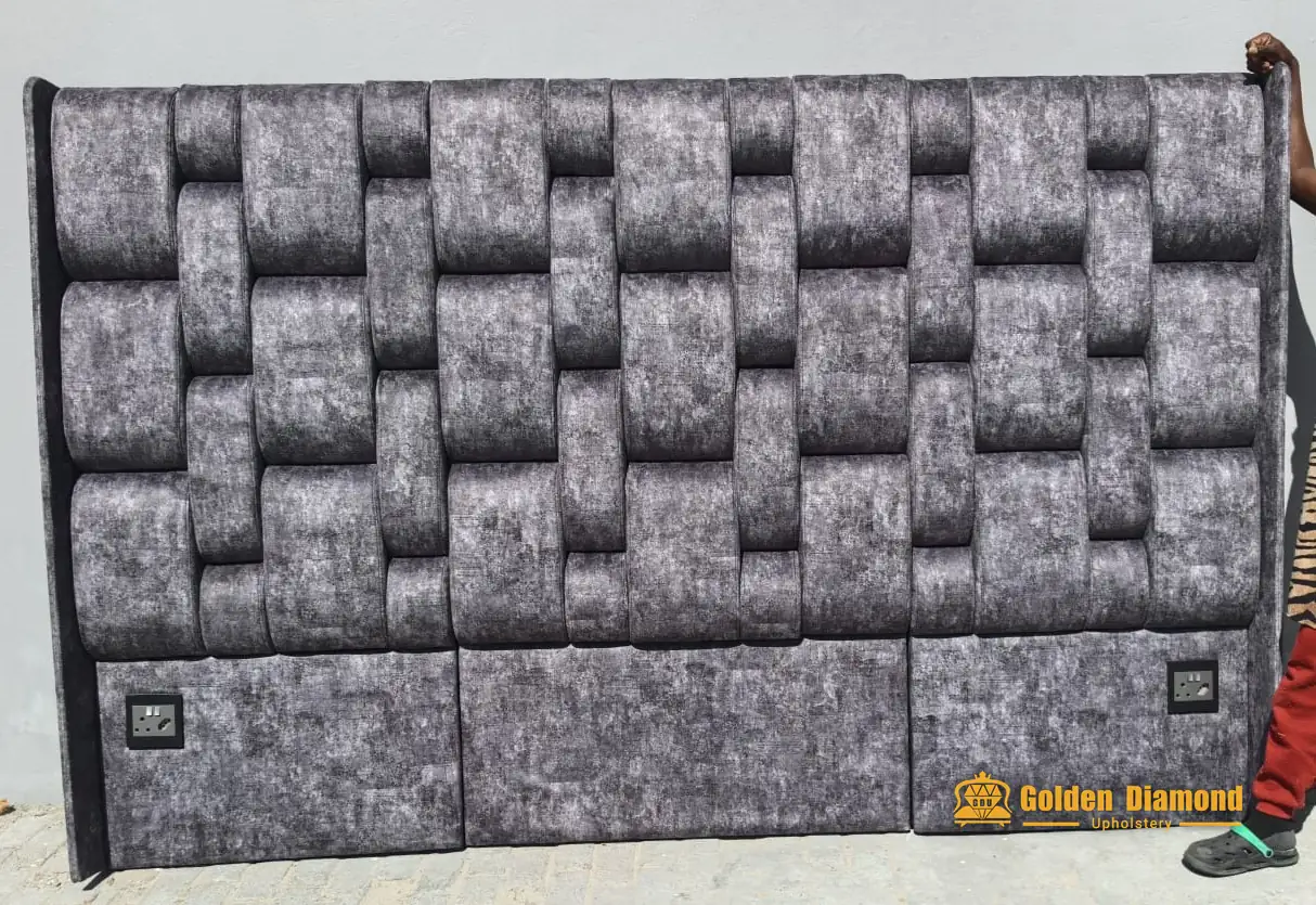 Basket-weave headboard — headboards & beds upholstery project by Golden Diamond Upholstery, Cape Town
